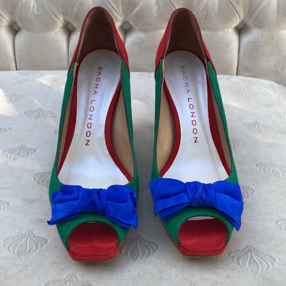 Sacha London Suede Colour Block Heels - Picture 2 of 9